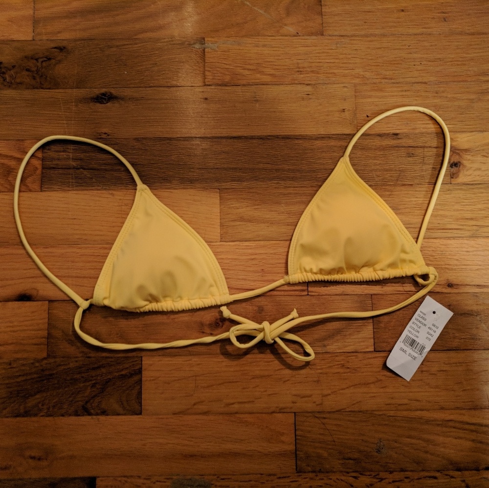 LA Hearts-Basic Yellow Triangle Bikini Top